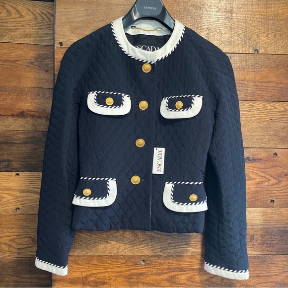 Vintage Escada by Margaretha Ley Quilted Blazer NWT! 100% Silk Made In Italy - Picture 1 of 10